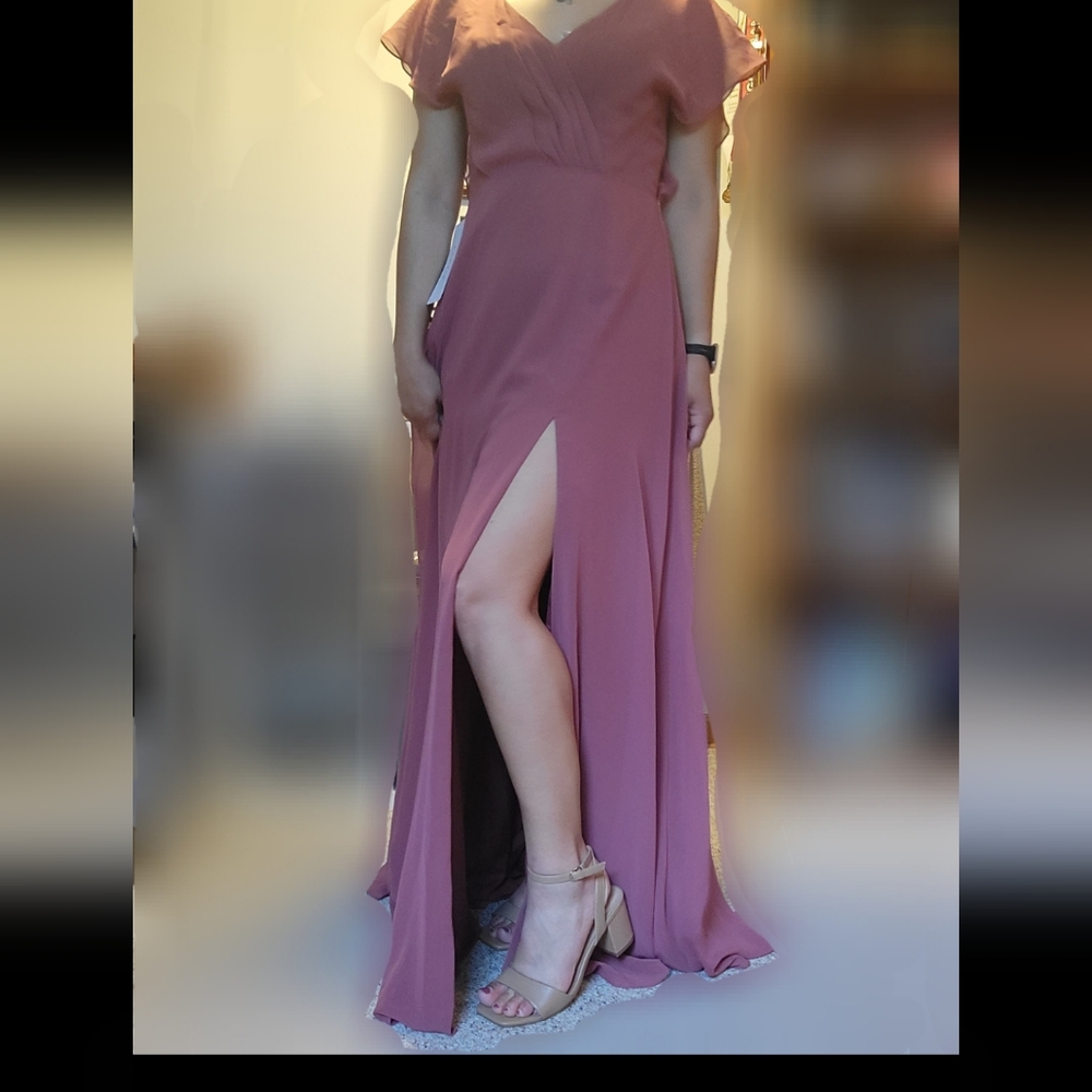 Azazie Rylee Bridesmaid Dress Size 8 Desert Rose - Picture 5 of 15